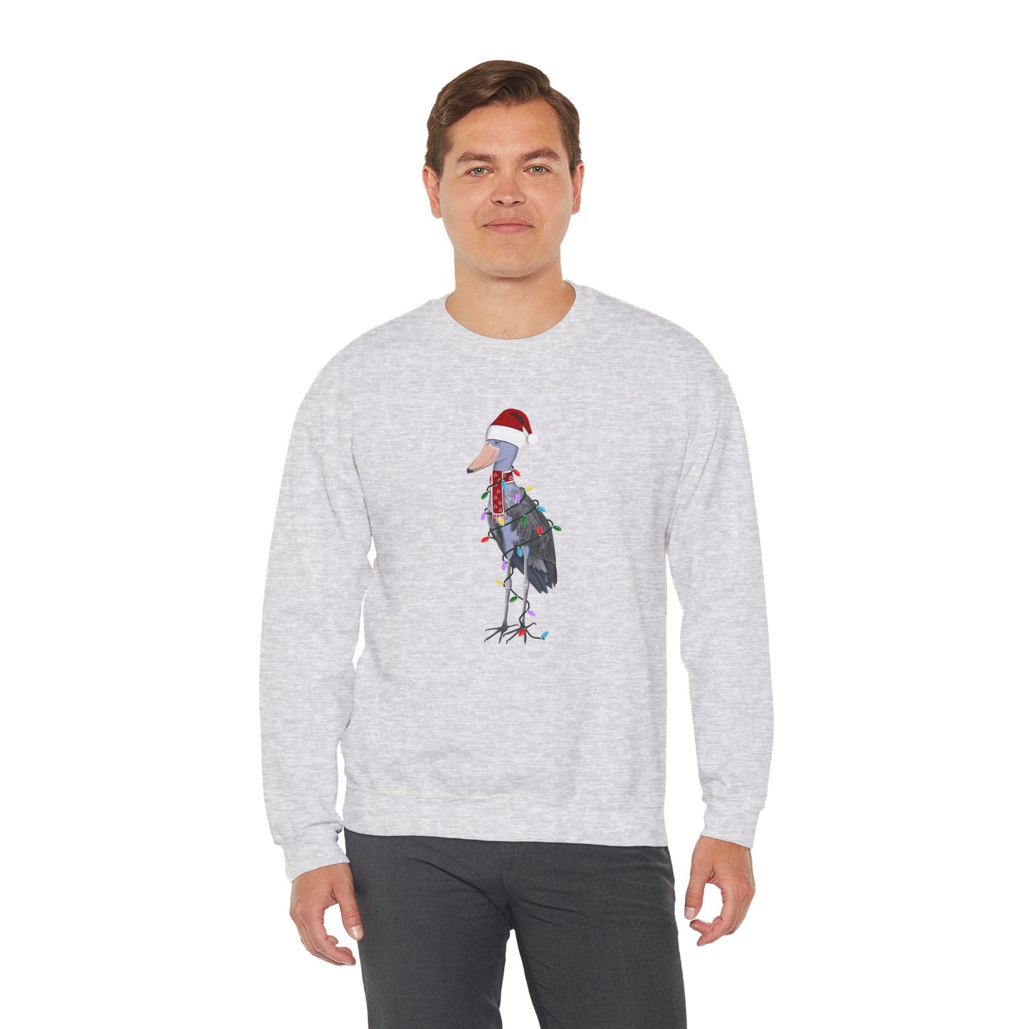 Shoebill with Fairy Lights Santa Claus Christmas Bird Sweatshirt