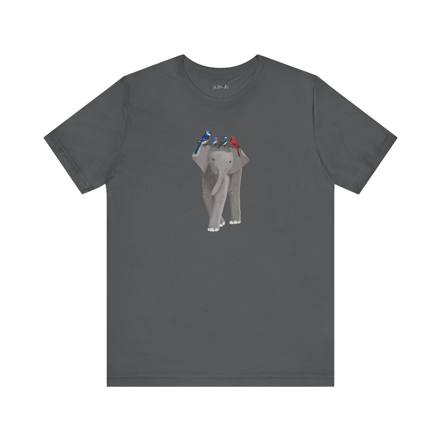 Elephant with Birds Cardinal Blue Jay Bluebird Tree Swallow T-Shirt