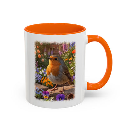 Robin Rosi Flower Bed Mug - Cute Backyard Bird Watcher Gift