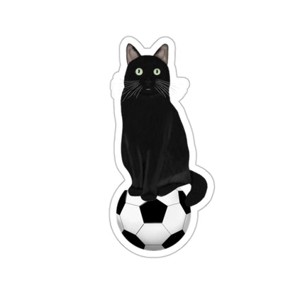 Black Cat with Soccer Cat Lover Sticker