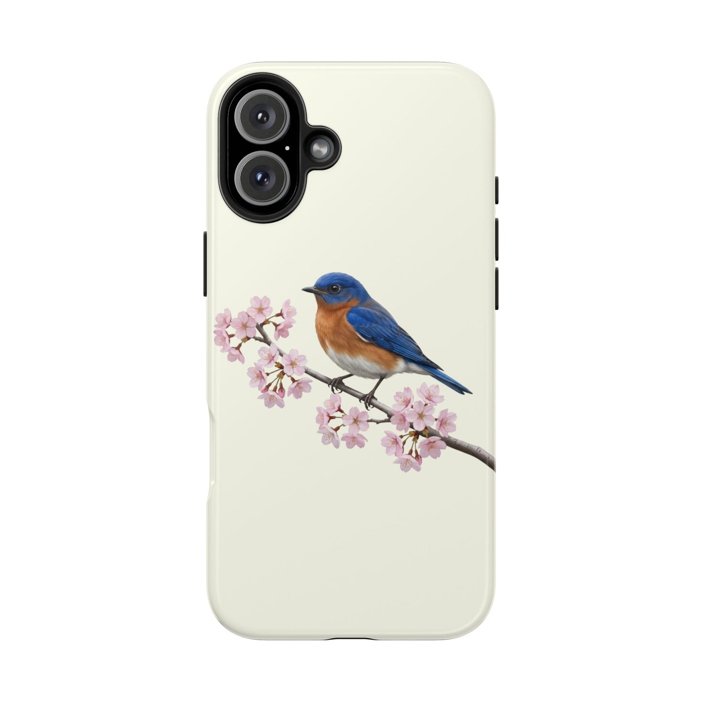 Bluebird & Cherry Blossom Tough iPhone Case Creamy White