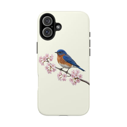 Bluebird & Cherry Blossom Tough iPhone Case Creamy White