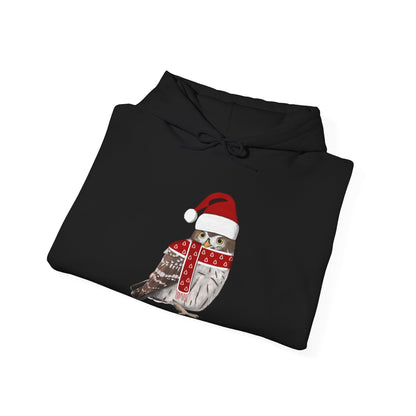 Owl Christmas Bird with Santa Hat Birdwatcher Birdlover Hoodie