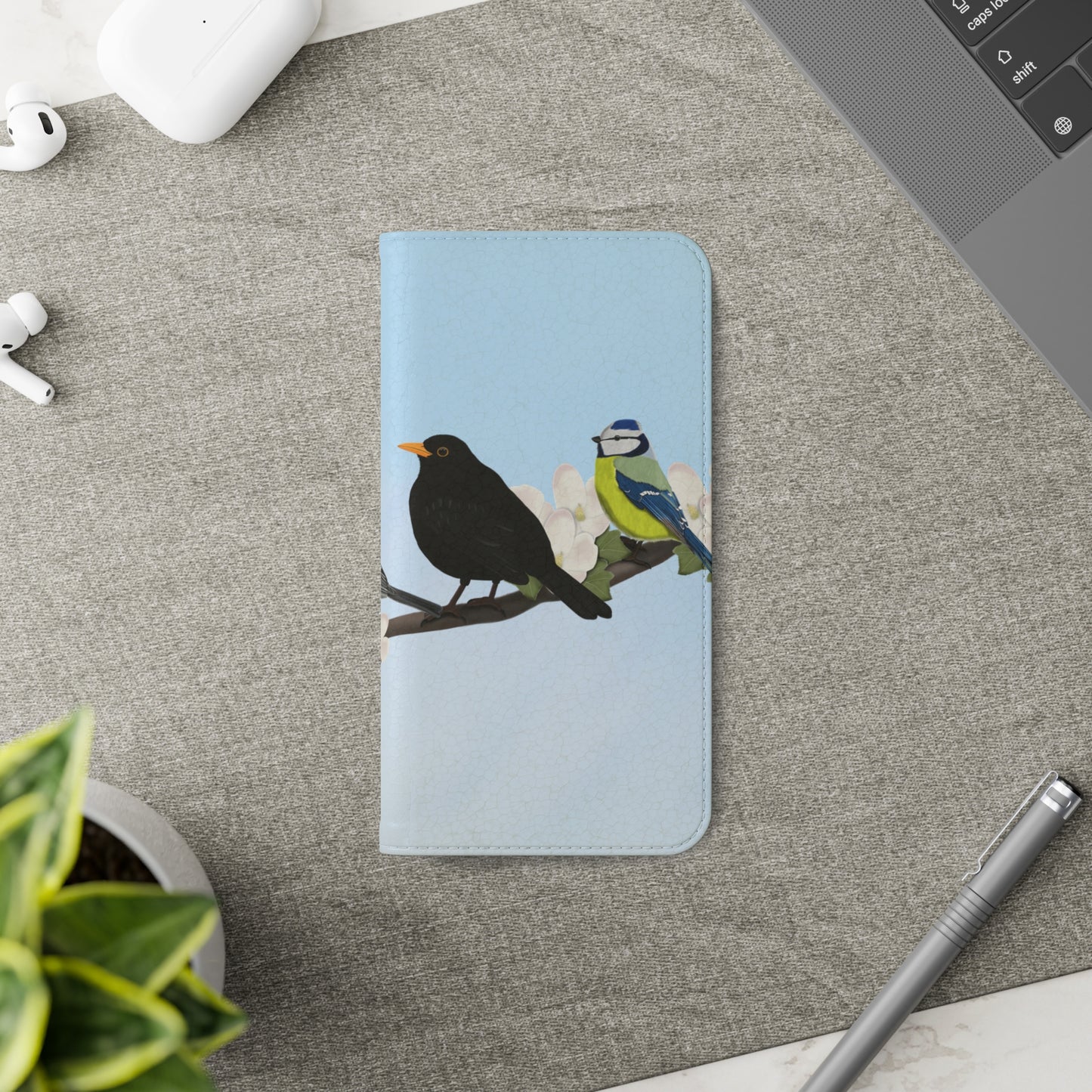 Garden Bird Blackbird Sparrow Chickadee Phone Flip Case