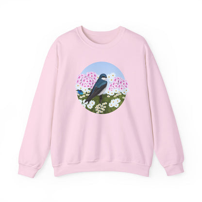 Tree Swallow with Summer Flowers Sweatshirt Birding & Bird Watching Bird Lovers