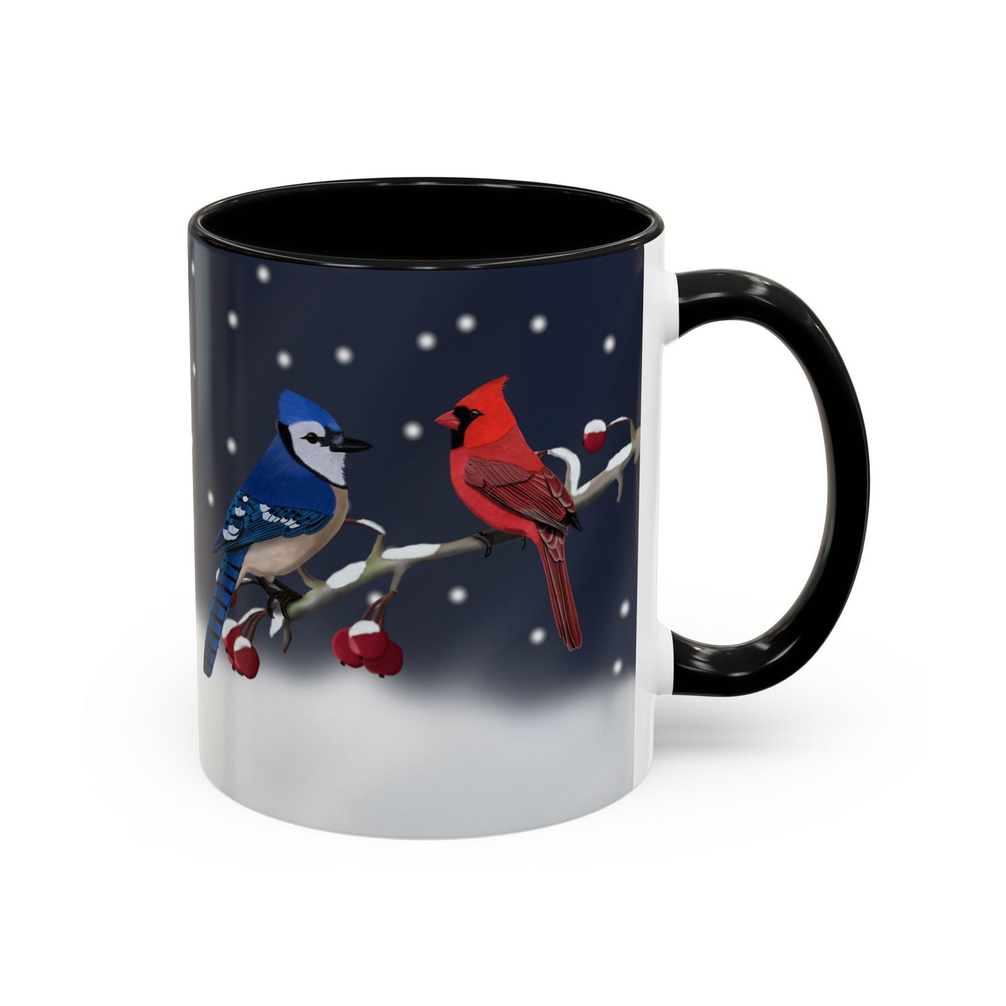 Blue Jay and Cardinal Bird Coffee Mug | Ceramic Christmas Gift for Bird Lovers