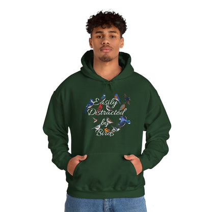 Easily Distracted by Birds Blue Jay Cardinal Hummingbird Hoodie