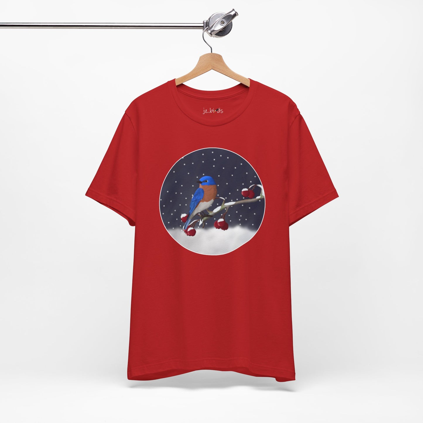 Bluebird on a Winter Branch Birdwatcher Christmas Bird T-Shirt