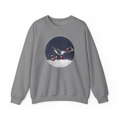 Nuthatch on a Winter Branch Christmas Bird Sweatshirt