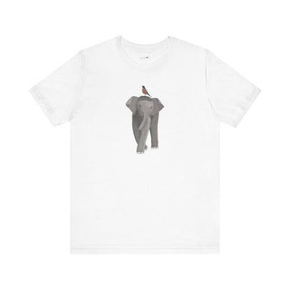 Elephant with American Robin Bird Birding & Birdwatching T-Shirt