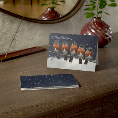 American Robin Bird Art Premium Christmas Card 7x5" | Double-Sided Matte Holiday Greeting