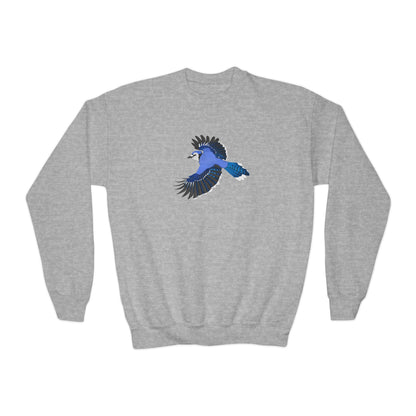 Blue Jay Bird Birding & Birdwatching Youth Crewneck Sweatshirt