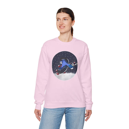 Blue Jay on a Winter Branch Birdwatcher Christmas Bird Sweatshirt