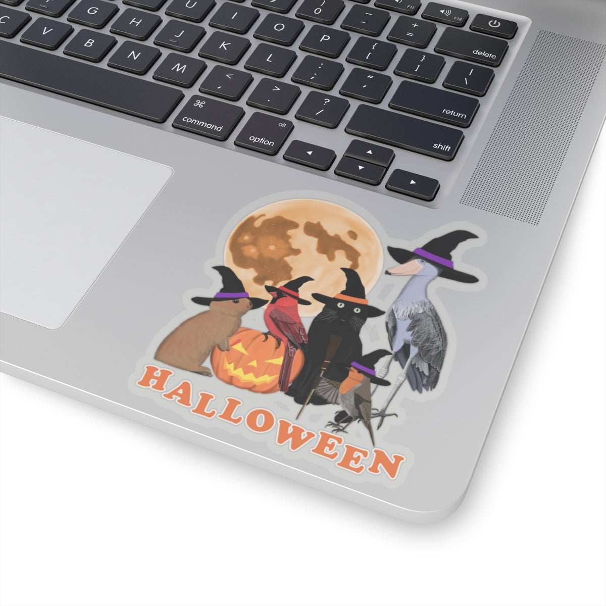 Cardinal Robin Shoebill with Cat and Bunny Halloween Bird Sticker