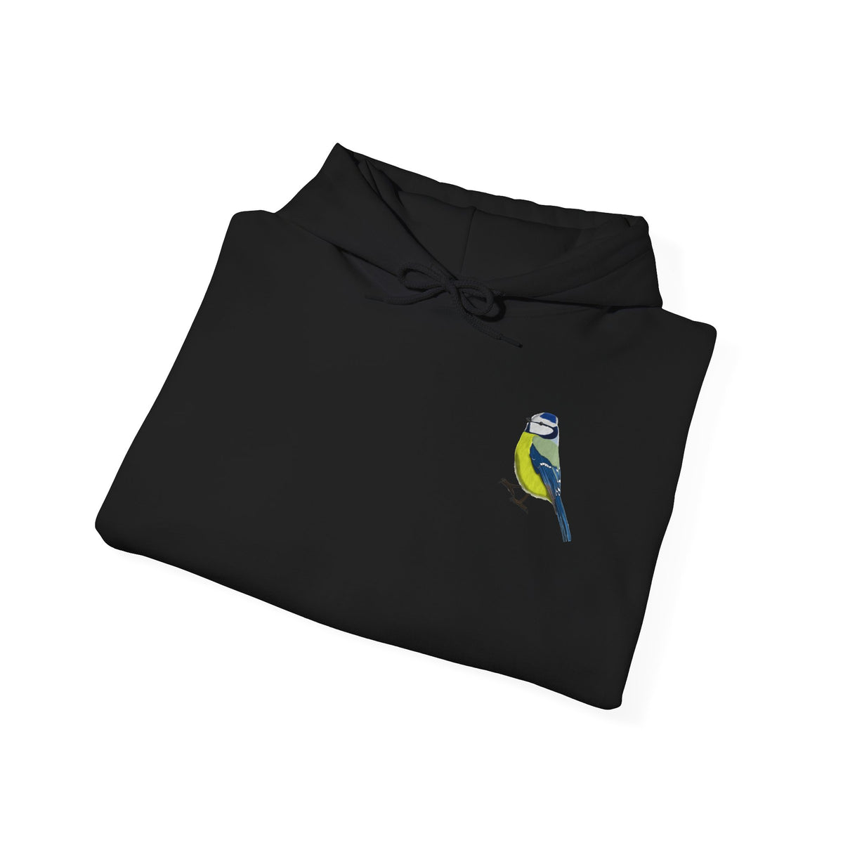 Blaumeise Hoodie – Kuscheliger Kapuzenpullover mit kleinem Gartenvogel-Motiv