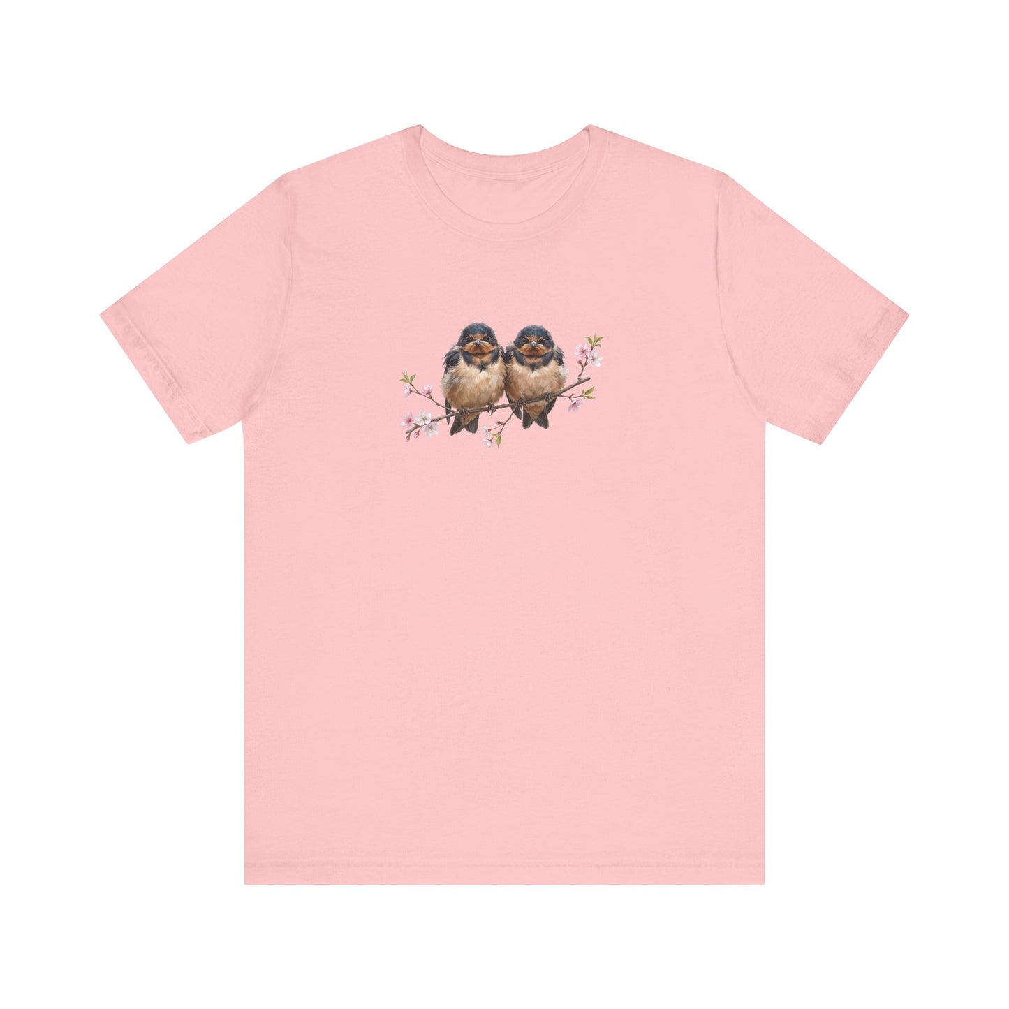 Barn Swallow Fledgling T-Shirt | Spring Blossoms Unisex Graphic Tee for Bird Watchers