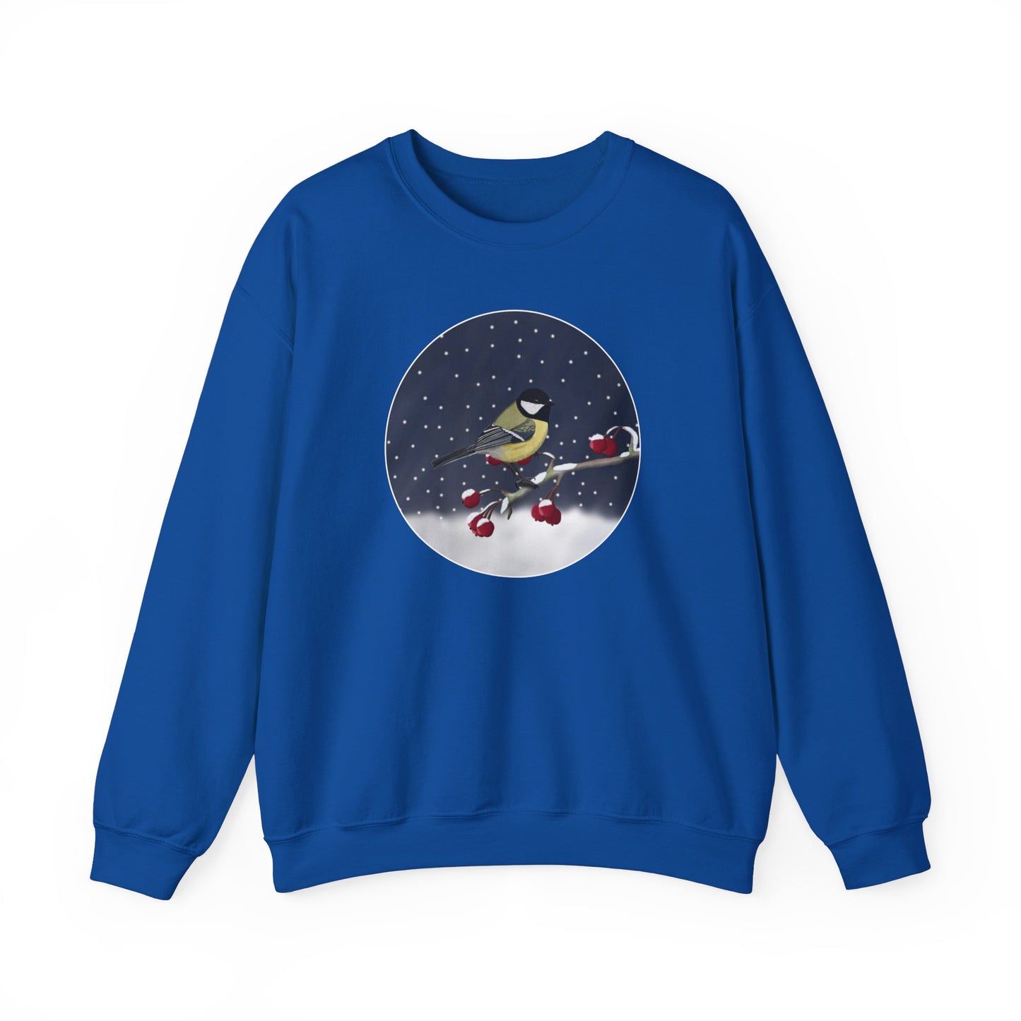 Chickadee on a Winter Branch Christmas Bird Sweatshirt