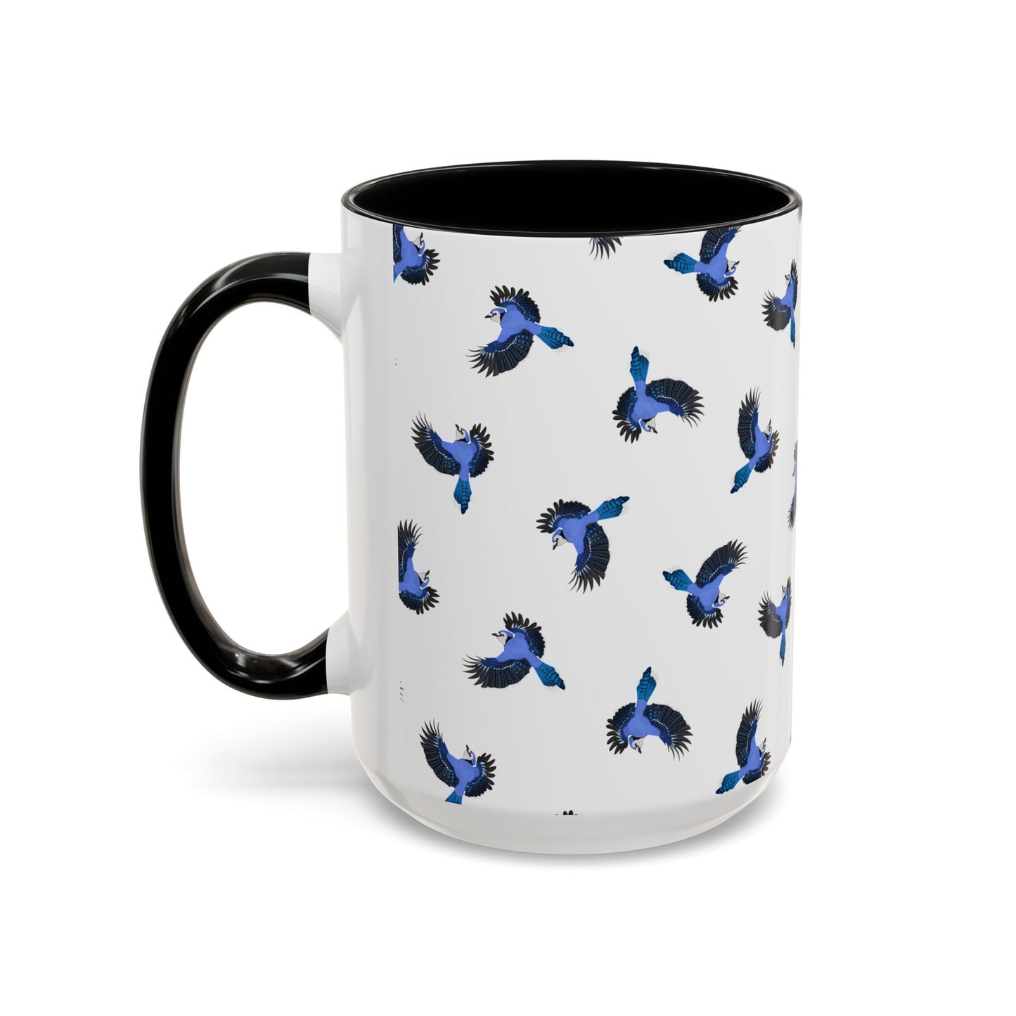 Blue Jay All-Over Pattern Accent Mug | Colorful Bird Lover Gift for Birdwatchers