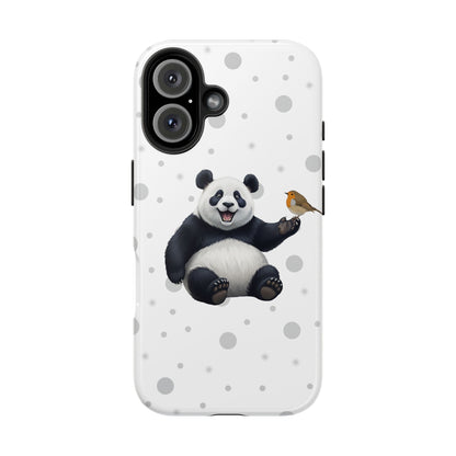 Cute Panda Bear with European Robin Animal iPhone Case - Dual-Layer PC/TPU Protective Cover for iPhone