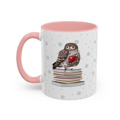Cute Owl on Books Teacher Mug – Two-Tone Classroom Coffee Cup