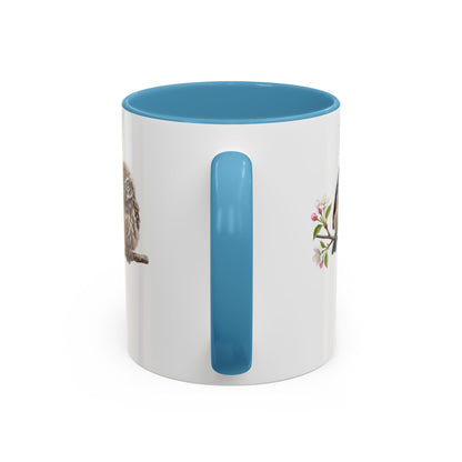 Blue Jay Cardinal Bluebird Little Owl Fledglings Two-Tone Mug | Spring Bird Lover Gift