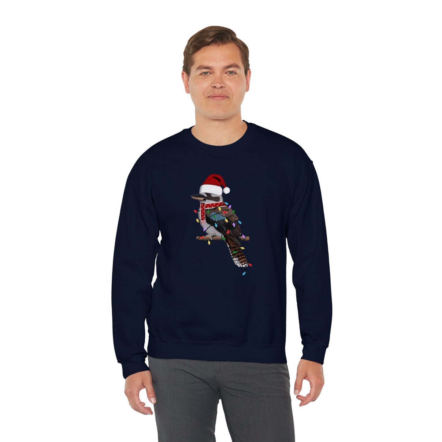 Kookaburra with Fairy Lights Santa Claus Christmas Bird Sweatshirt