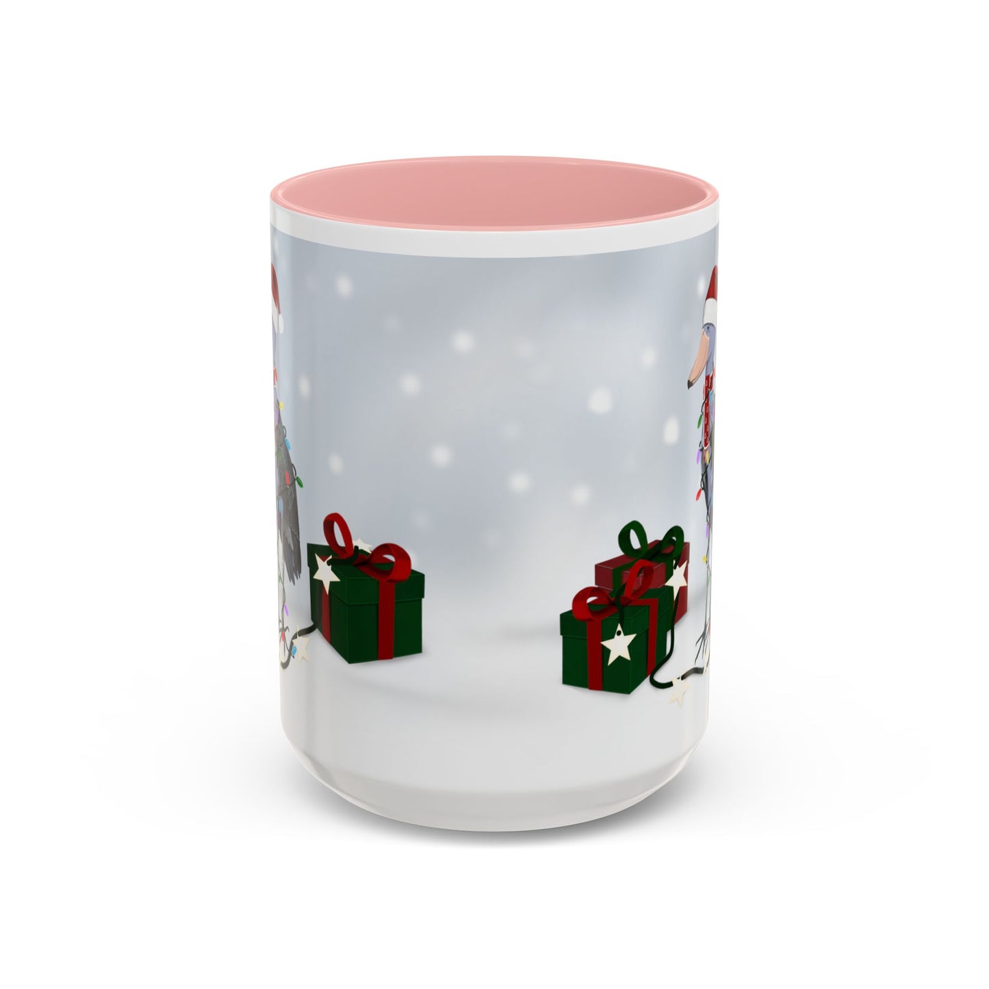 Shoebill with Christmas Hat and Scarf Snow Bird Coffee Mug