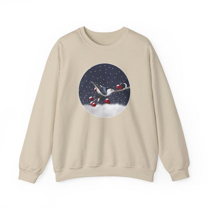 Nuthatch on a Winter Branch Christmas Bird Sweatshirt