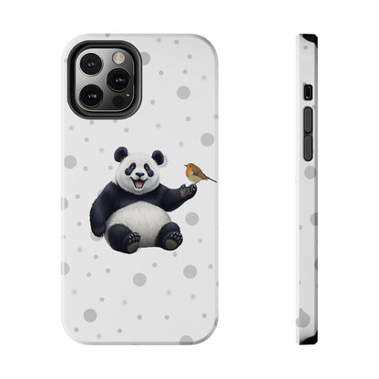 Cute Panda Bear with European Robin Animal iPhone Case - Dual-Layer PC/TPU Protective Cover for iPhone