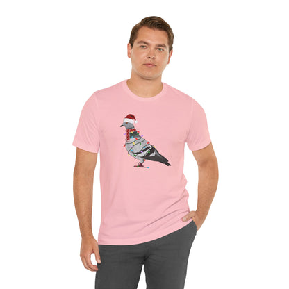 Pigeon with Fairy Lights Christmas Bird T-Shirt