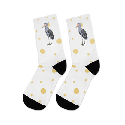 Shoebill with Golden Dots Birding & Birdwatching Bird Socks White