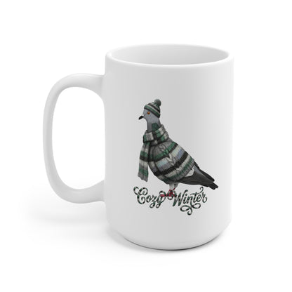 Taube mit Strickpullover Weihnachtliche Tasse mit Vogelmotiv Cozy Winter – Ideal für Kakao & Kaffee