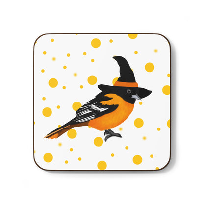 Baltimore Oriole Orange Dots Halloween Hardboard Coaster