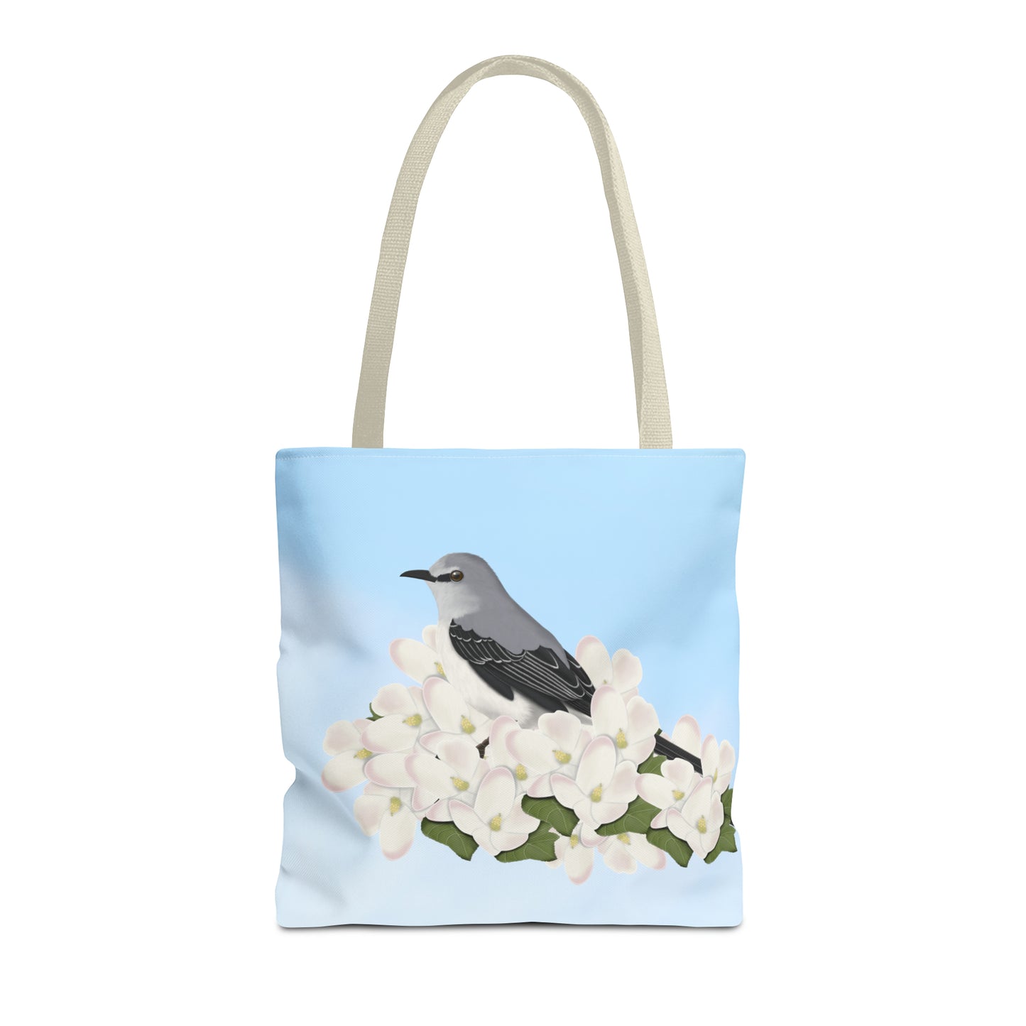 Mockingbird in Spring Blossoms Bird Tote Bag 16"x16"