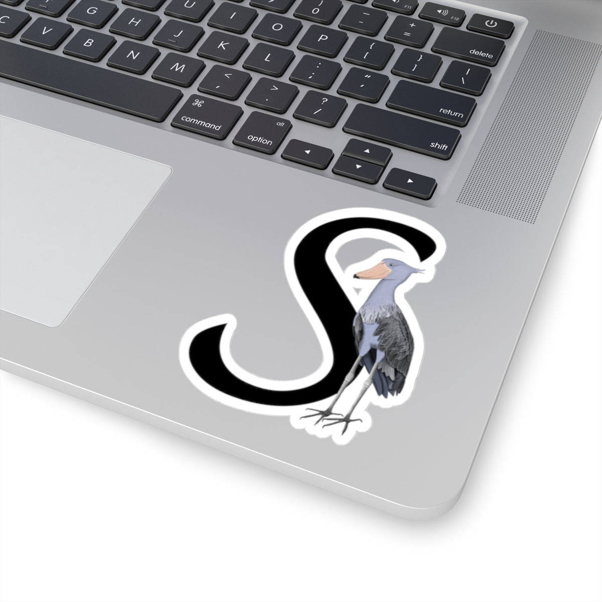 Shoebill Letter S Bird Kiss-Cut Sticker