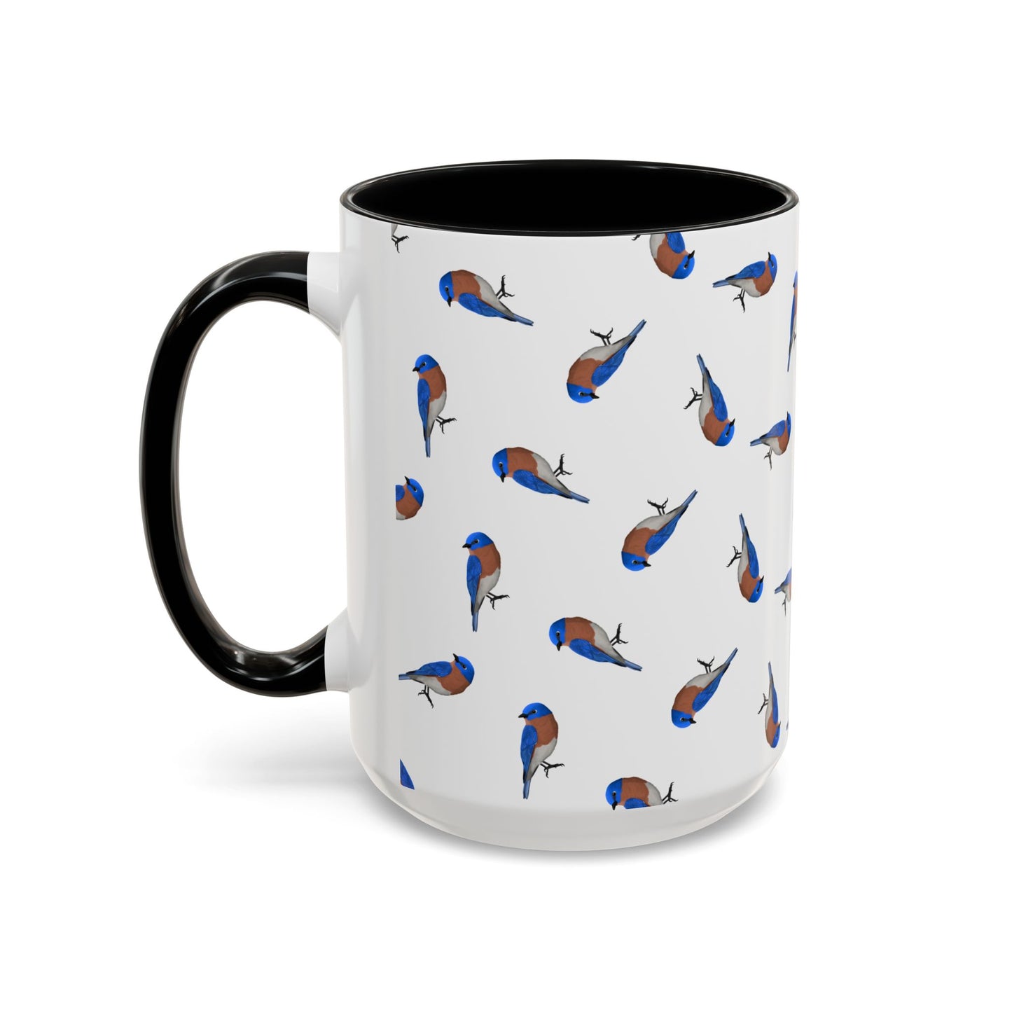 Bluebird All-Over Pattern Accent Mug | Colorful Bird Lover Gift for Birdwatchers