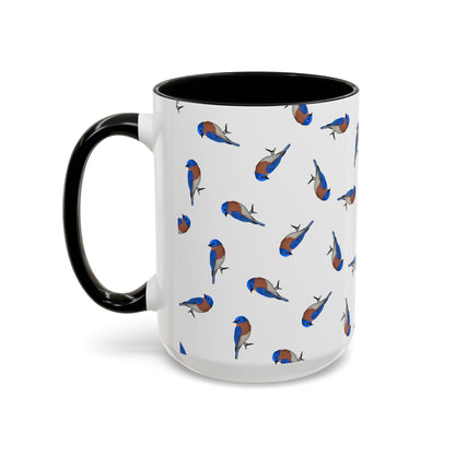 Bluebird All-Over Pattern Accent Mug | Colorful Bird Lover Gift for Birdwatchers