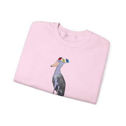 Shoebill with Butterflies Bird Birding & Birdwatching Sweatshirt