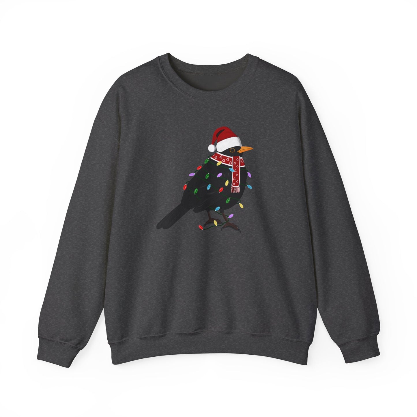 Blackbird with Fairy Lights Santa Claus Christmas Bird Sweatshirt