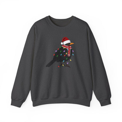 Blackbird with Fairy Lights Santa Claus Christmas Bird Sweatshirt