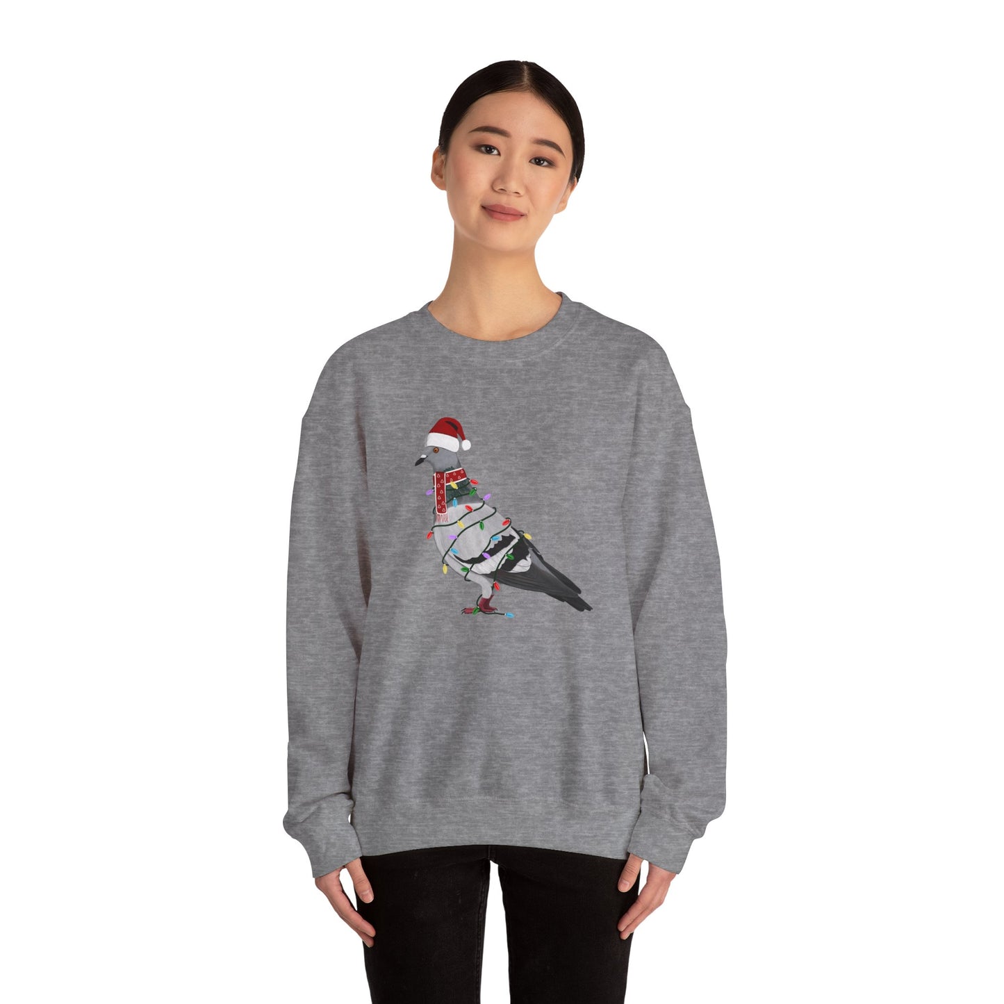 Pigeon with Fairy Lights Santa Claus Christmas Bird Sweatshirt