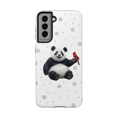 Cute Panda Bear with a Cardinal Animal iPhone Case - Dual-Layer PC/TPU Protective Cover for iPhone