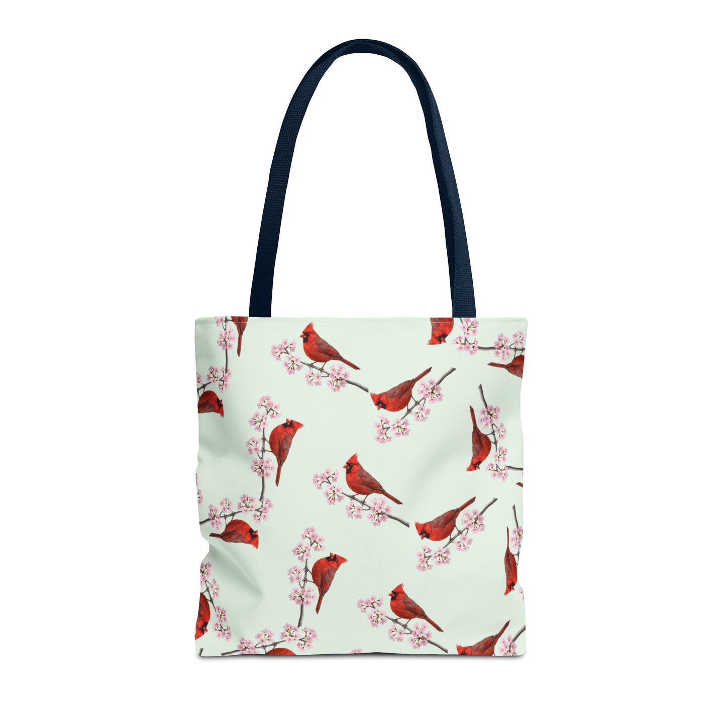 Cardinal & Cherry Blossom Tote Bag Sage Green | Birding Birdwatcher Accessory – Accessories, Bags