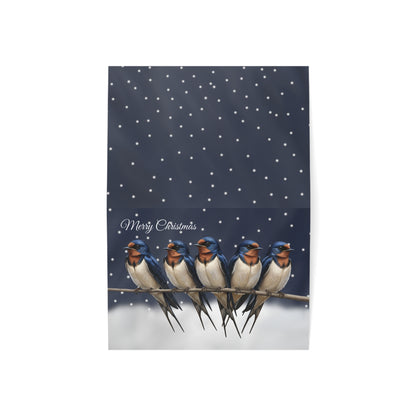 Barn Swallows Bird Art Premium Christmas Card 7x5" | Double-Sided Matte Holiday Greeting