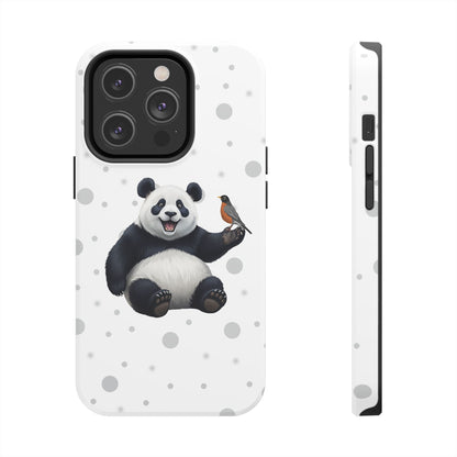 Cute Panda Bear with American Robin Animal iPhone Case - Dual-Layer PC/TPU Protective Cover for iPhone