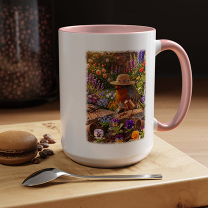 Robin Rosi Watering Flowers Mug for Bird Lovers