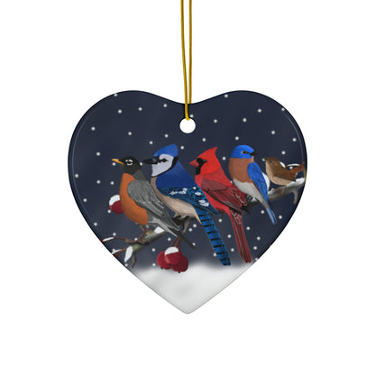 Birds on a Branch Ceramic Christmas Ornament | Durable Double-Sided Bird Lover Decor