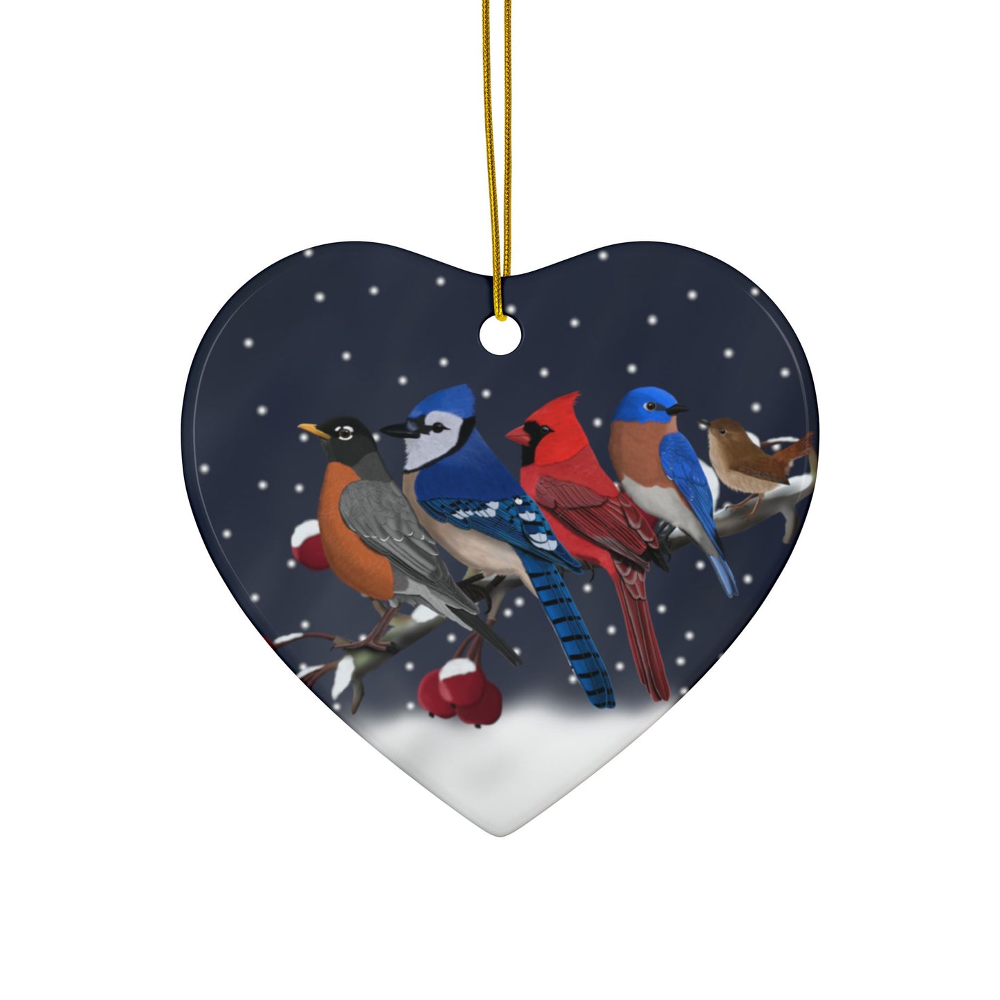 Birds on a Branch Ceramic Christmas Ornament | Durable Double-Sided Bird Lover Decor
