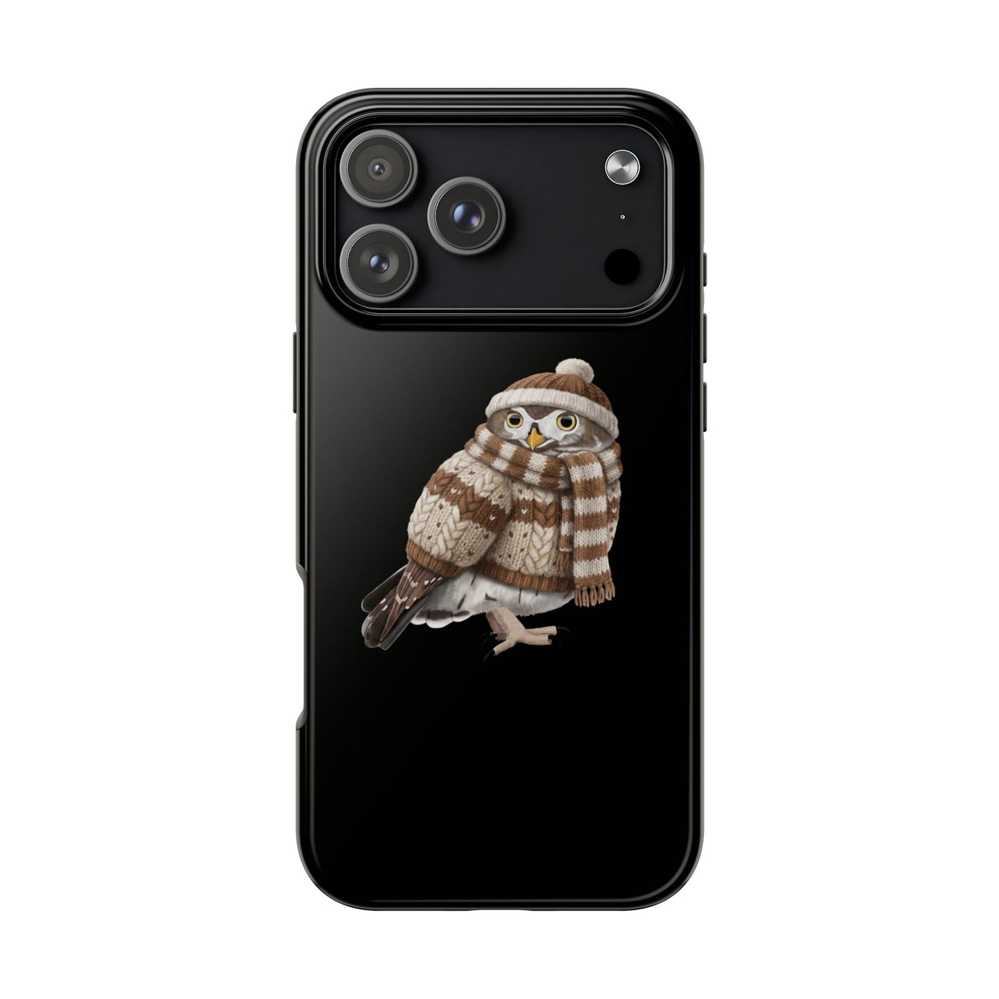 鳥のアートが描かれたフクロウの二層式iPhoneケース - 鳥類学者や鳥好きの方へのプレゼントに最適