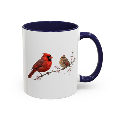 Northern Cardinal & Fledgling Two-Tone Mug | Spring Bird Lover Gift